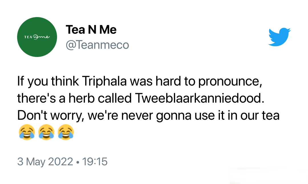 8 a screenshot of a tweet from an ayurvedic tea brand