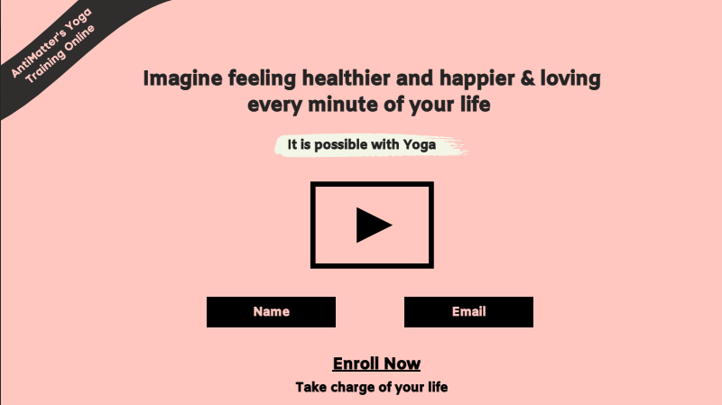 TY 1 screenshot of a landing page for a yoga training program