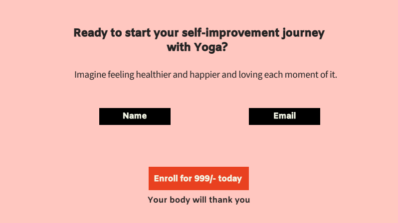 ty 6 screenshot of a landing page for a yoga training program